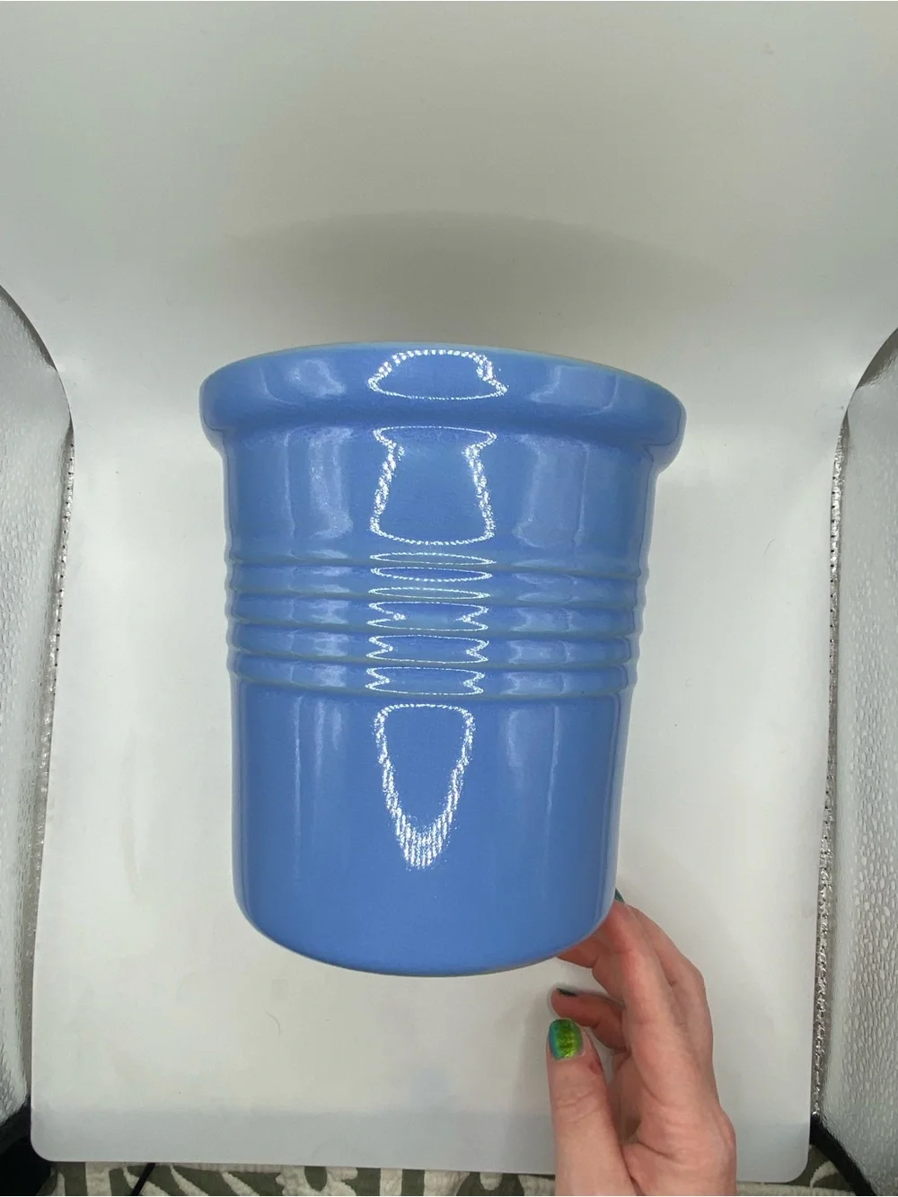 NIB Pampered Chef Family Heritage New Traditions Blue Crock 5.75